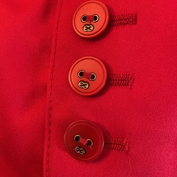 Escada Cotton Stretch Gorgeous Red Logo Button Lined Jacket